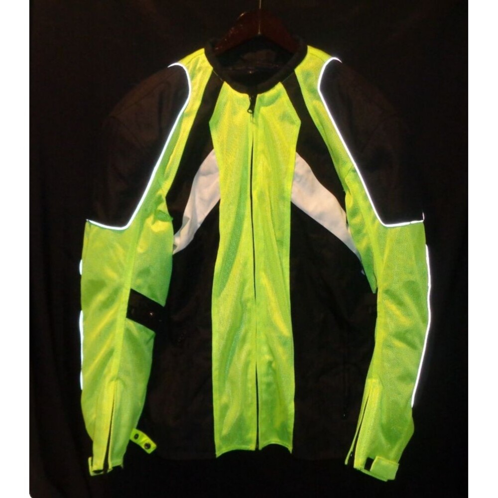 GWRRA Motorcycle Racing Jacket Sz L Womens Lime Green